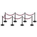 Montour Line Stanchion Post and Rope Kit Black, 8 Crown Top 7 Maroon Rope C-Kit-8-BK-CN-7-PVR-MN-PS